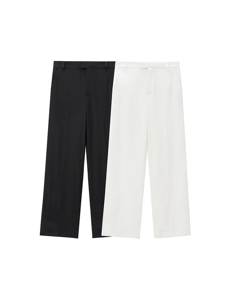 

2024 autumn new women's French design fashionable and versatile casual solid color vertical straight pants