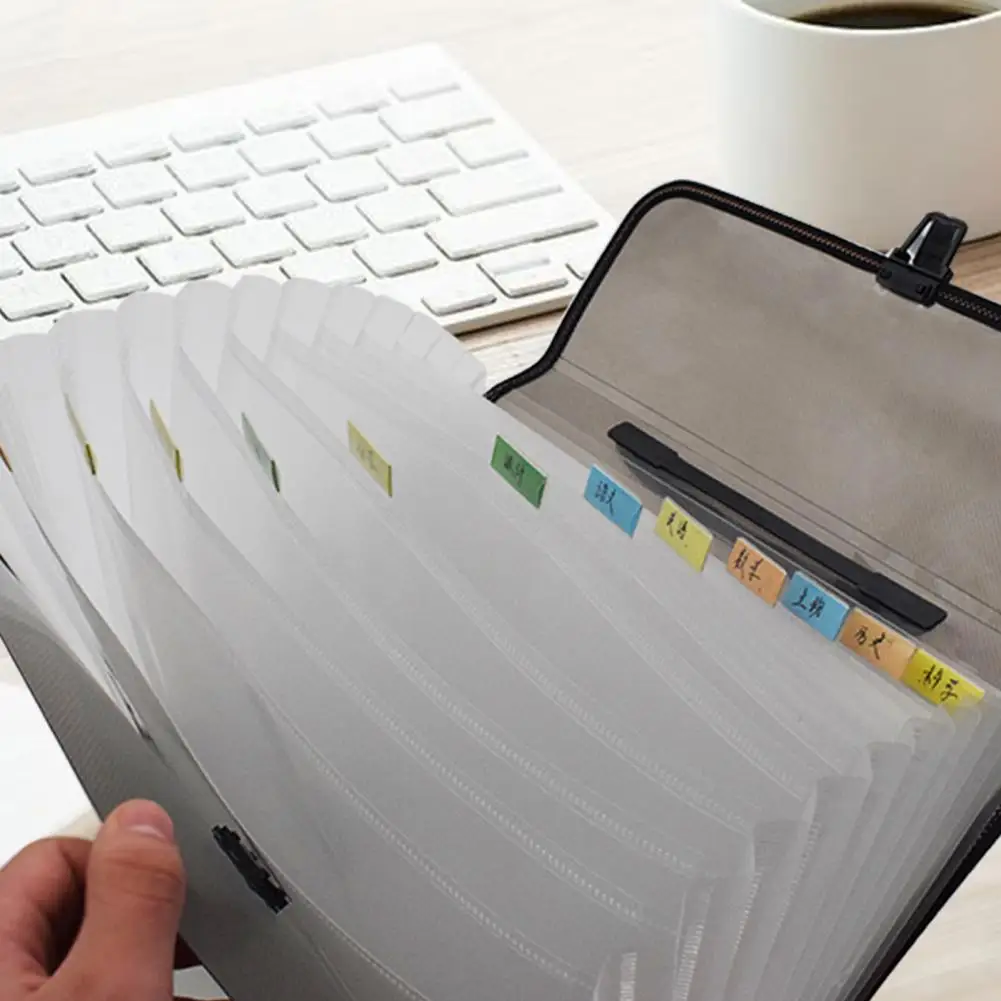 A4 File Folder Multi-layers 13 Pockets Buckle Portable Handle Examination Paper Document File Organizer Bag School Supplies