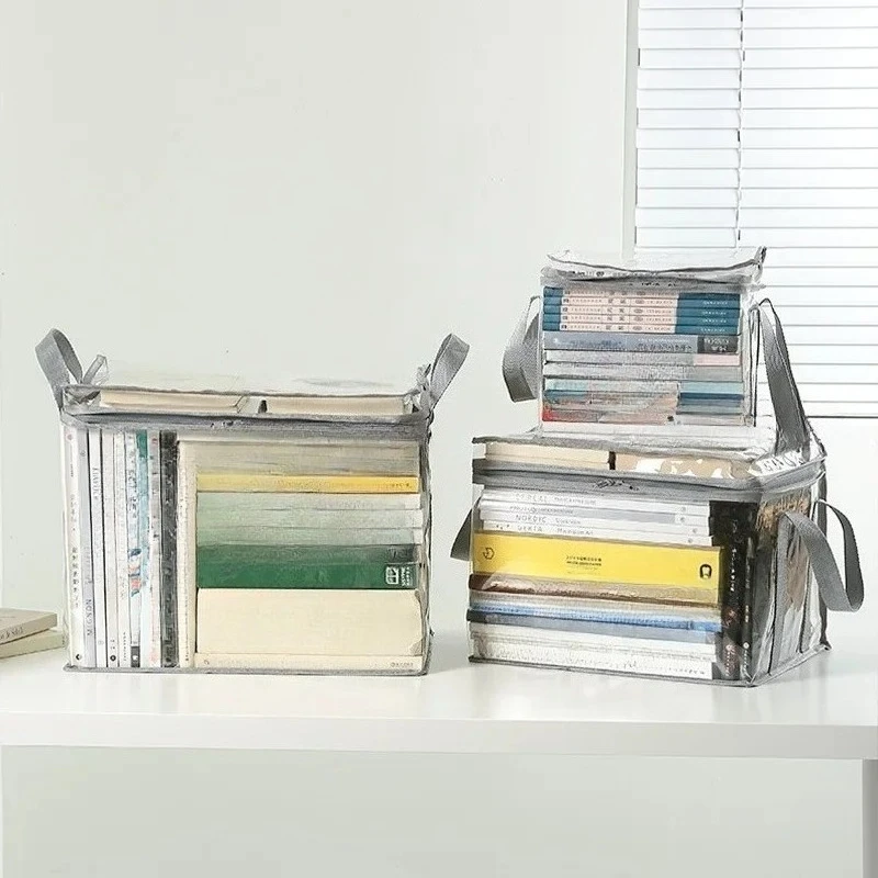 2 Pcs Foldable Student Dormitory Classroom Book Transparent Waterproof Household Book Organization and Storage Box