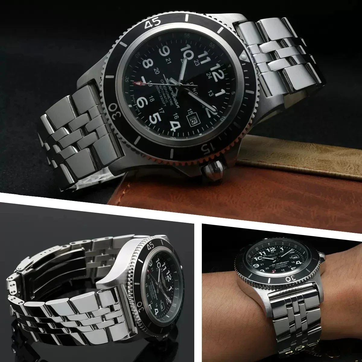 Solidna bransoletka ze stali nierdzewnej do paska Breitling 20mm 22mm 24mm pasek do zegarka do paska AVENGER NAVITIMER SUPEROCEAN