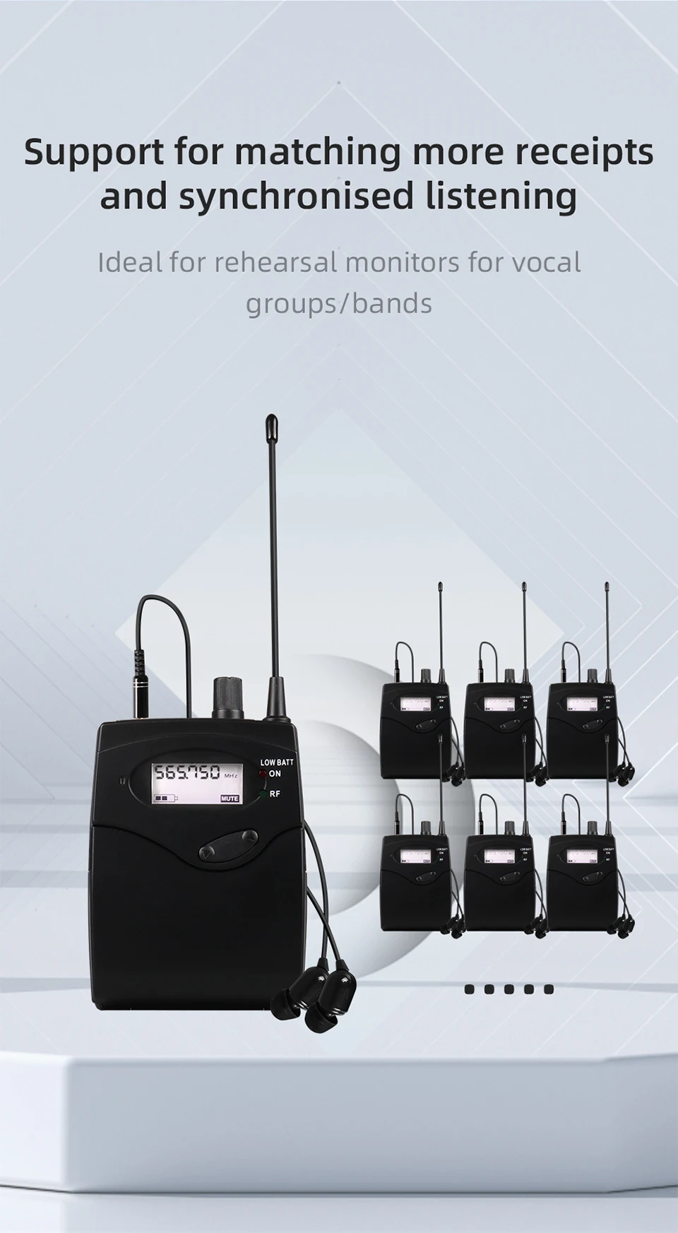 Paulkitson G5.1 PRO Kabelloses In-Ear-Monitoring-System IEM Kabellose Bühnenrückführung UHF LCD-Anzeige XLR-Eingang für Sänger, Bands und Bühnen – Detail 5
