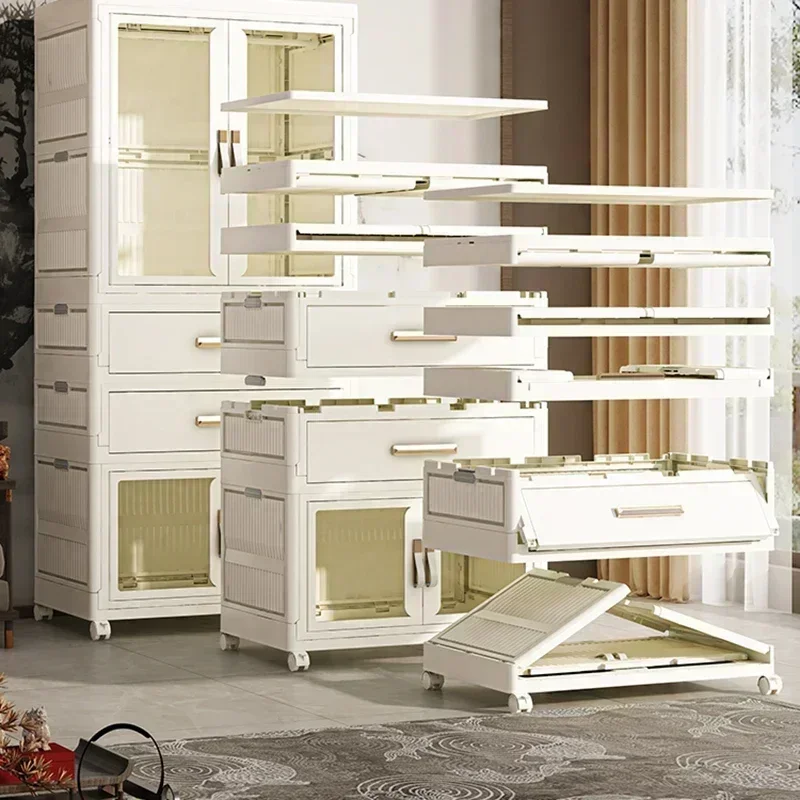 

Folding Wardrobe Large-Capacity Double-Door Open Storage Box With Lid Stackable Foldable Classification Box Closet Cabinet Bins2
