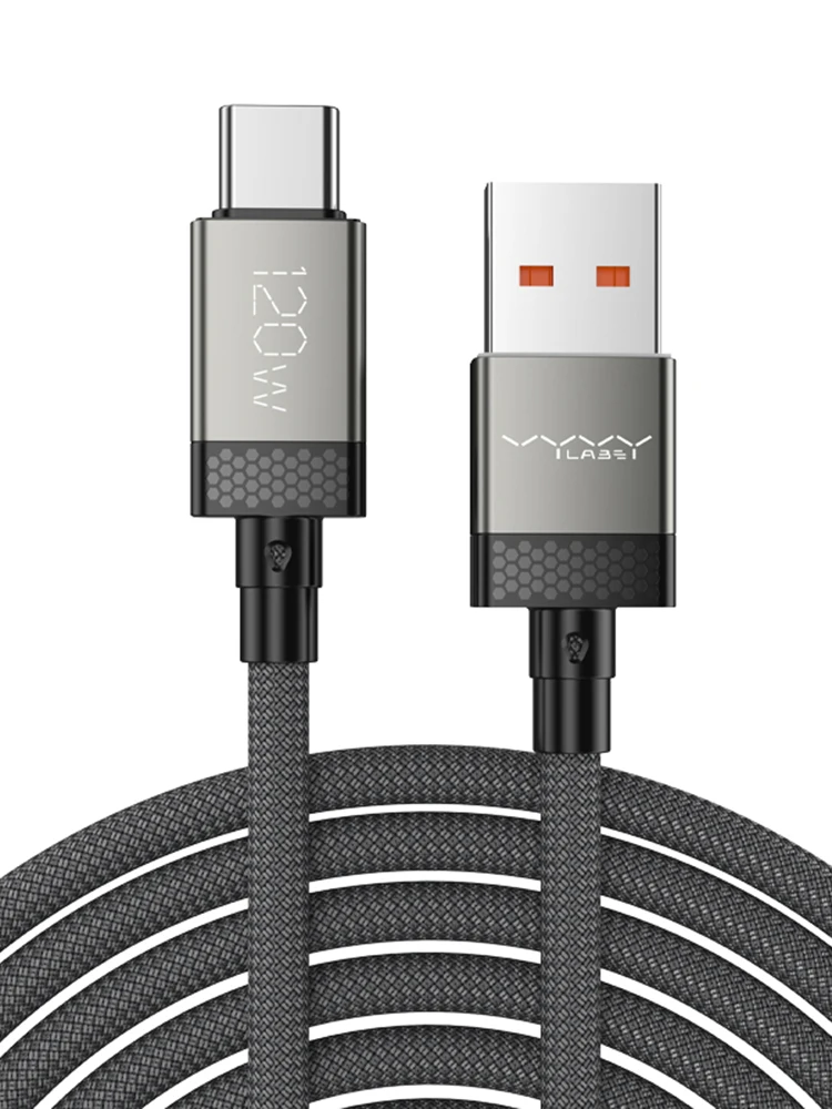 VYVYLABS 1-3PCS 120W 5A USB-A auf USB-C Kabel Schnellladekabel Typ-C Datenkabel 1M 480Mbps Geflochtenes Ladekabel für Huawei Honor Samsung iPhone McBook Pro