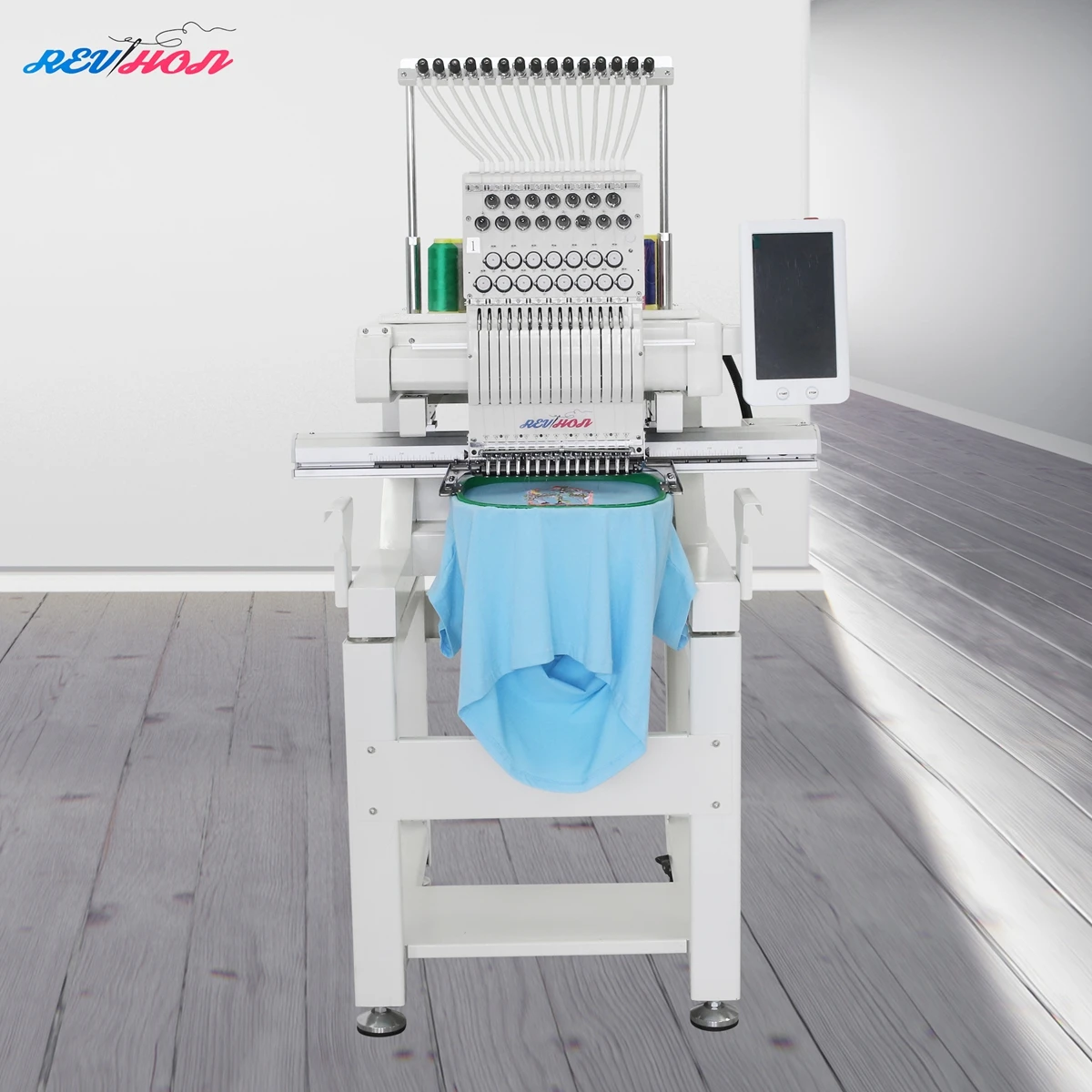 Revhon Single Head Embroidery Machine Professional Computerized 12 Needles 1200 RPM Chinese Factory Lifetime After-sales Service