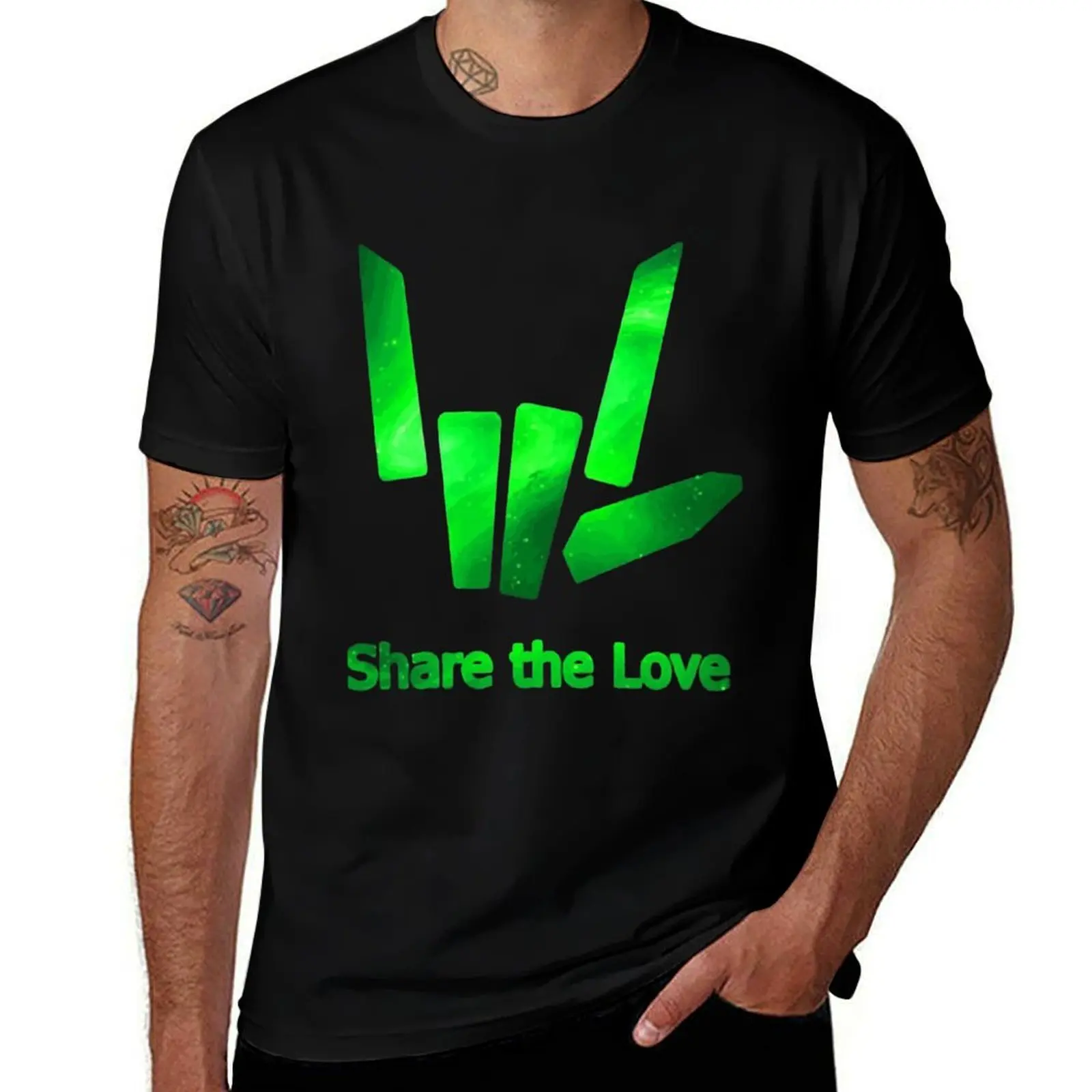 Kids share The Love green Galaxy Logo T-Shirt Large Size Basic Casual T-Shirt