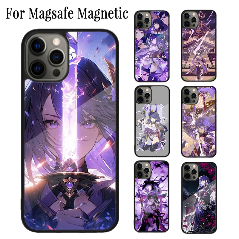

Genshin Raiden Shogun Sexy Magnetic Phone Case Coque For iPhone 16 15 14 Plus 13 12 Mini 11 Pro Max Magsafe Wireless Cover