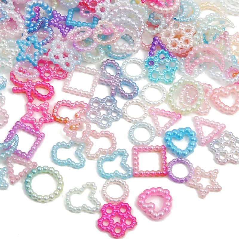 190Pcs Mix Dual Color Gradient ABS Pearl Shaped Patch Star Moon Sun Cream Adhesive Accessories DIY jewelry Accessories Wholesale