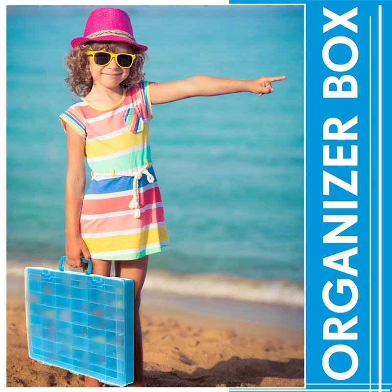 

SYW-2Pcs 48 Grids Plastic Organizer Box With Removable Dividers Toy Collector Case Transparent Compartment Container Storage