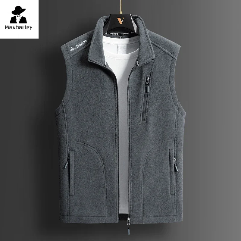 Winter Fleece Vest Men's 2024 Fashion Plus Size Warm Wool Sleeveless Coat Brand Clothing Couple's Outdoor Sports Vest Jacket 5XL