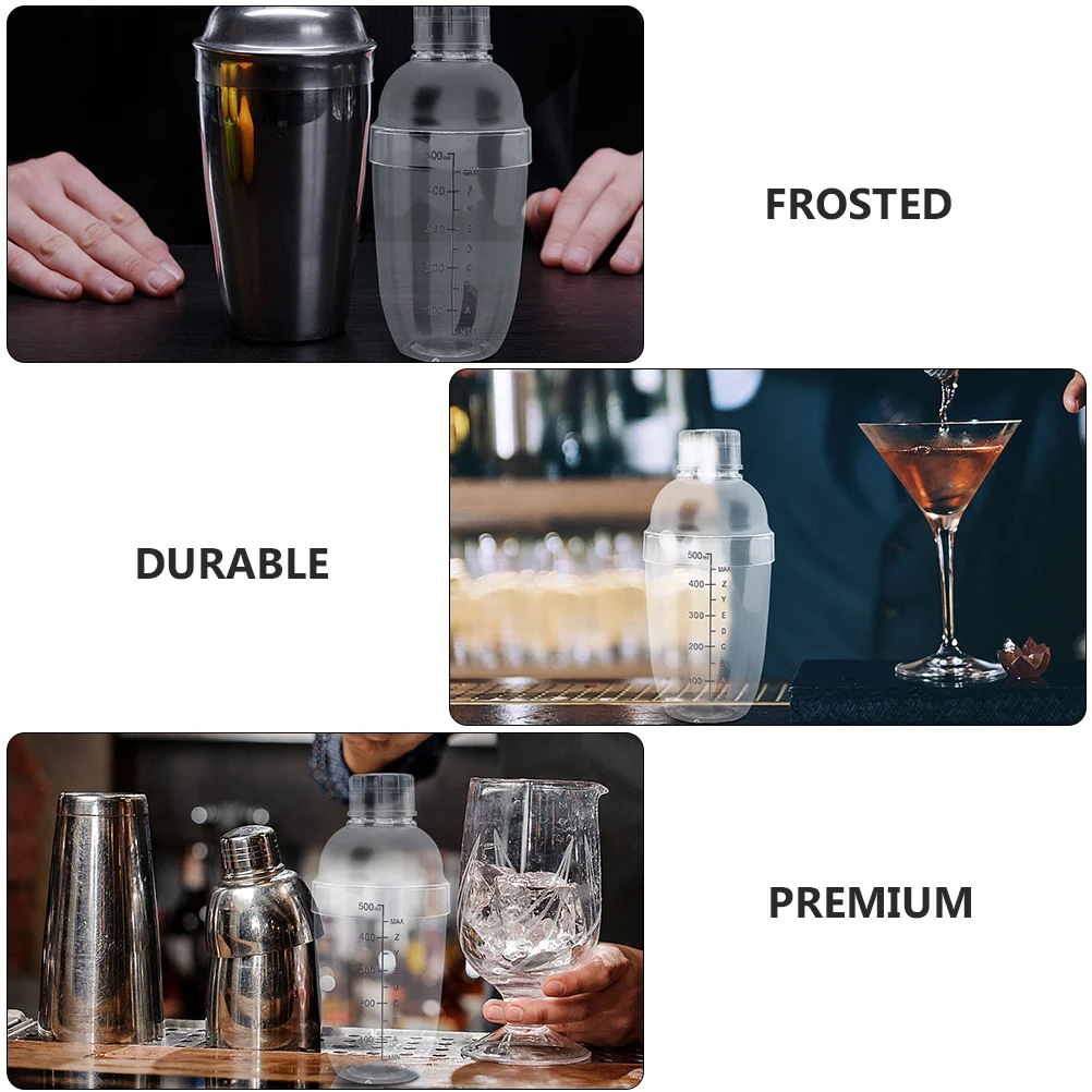 

1Set Frosted Transparent Shaker Set Pc Hand Cranked Cocktail Mixer Scale Printed Bottle Body for Bar Decor