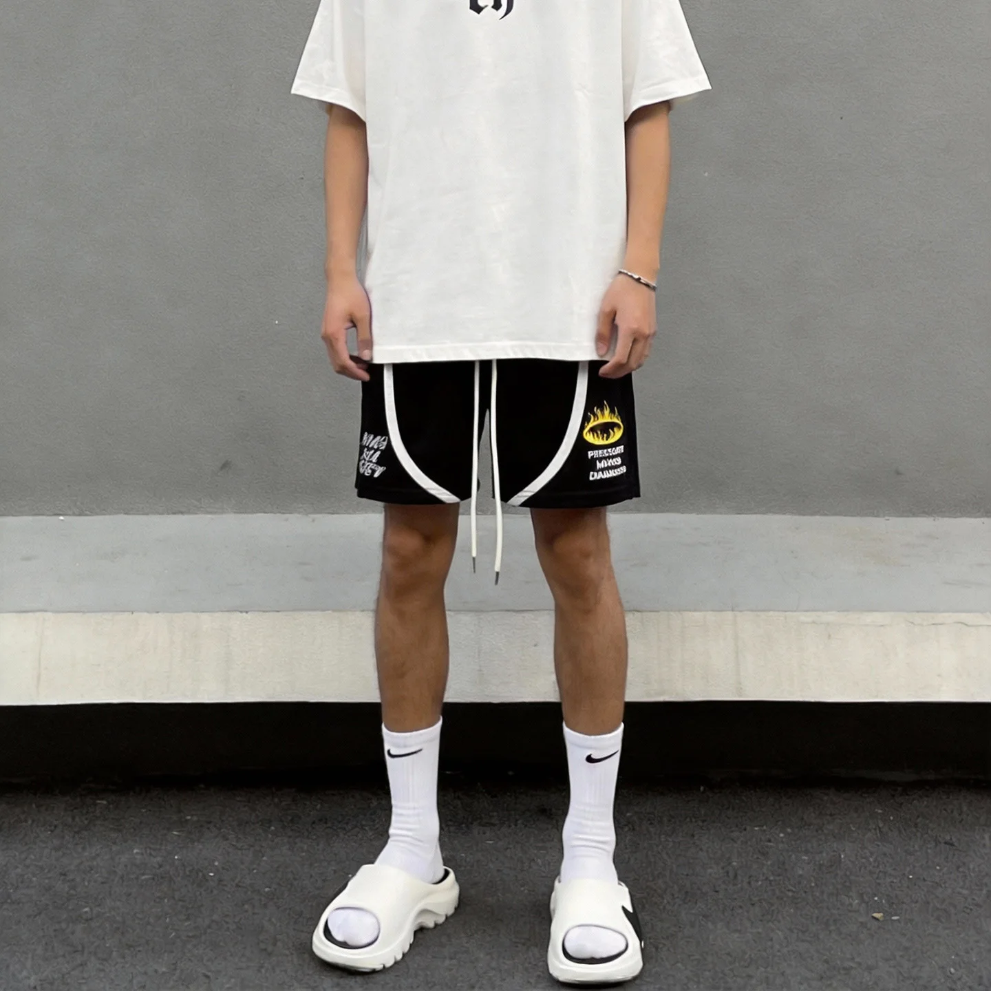 

Me Breathable Baskeall orts Embroidered Letter Fitn Men's Loose Casual orts American High Street Sle