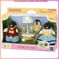 Japanese Sylvanian Families Penguin Family Penguin baby and pushcart doll girl play house toys