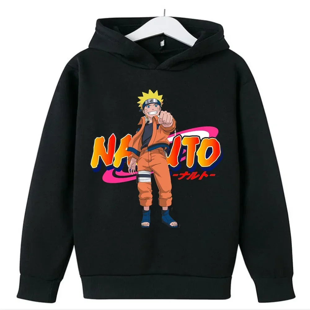 Felpa per bambini con stampa Anime giapponese Naruto Autunno Ragazzi e ragazze Casual Comodo morbido pullover con cappuccio