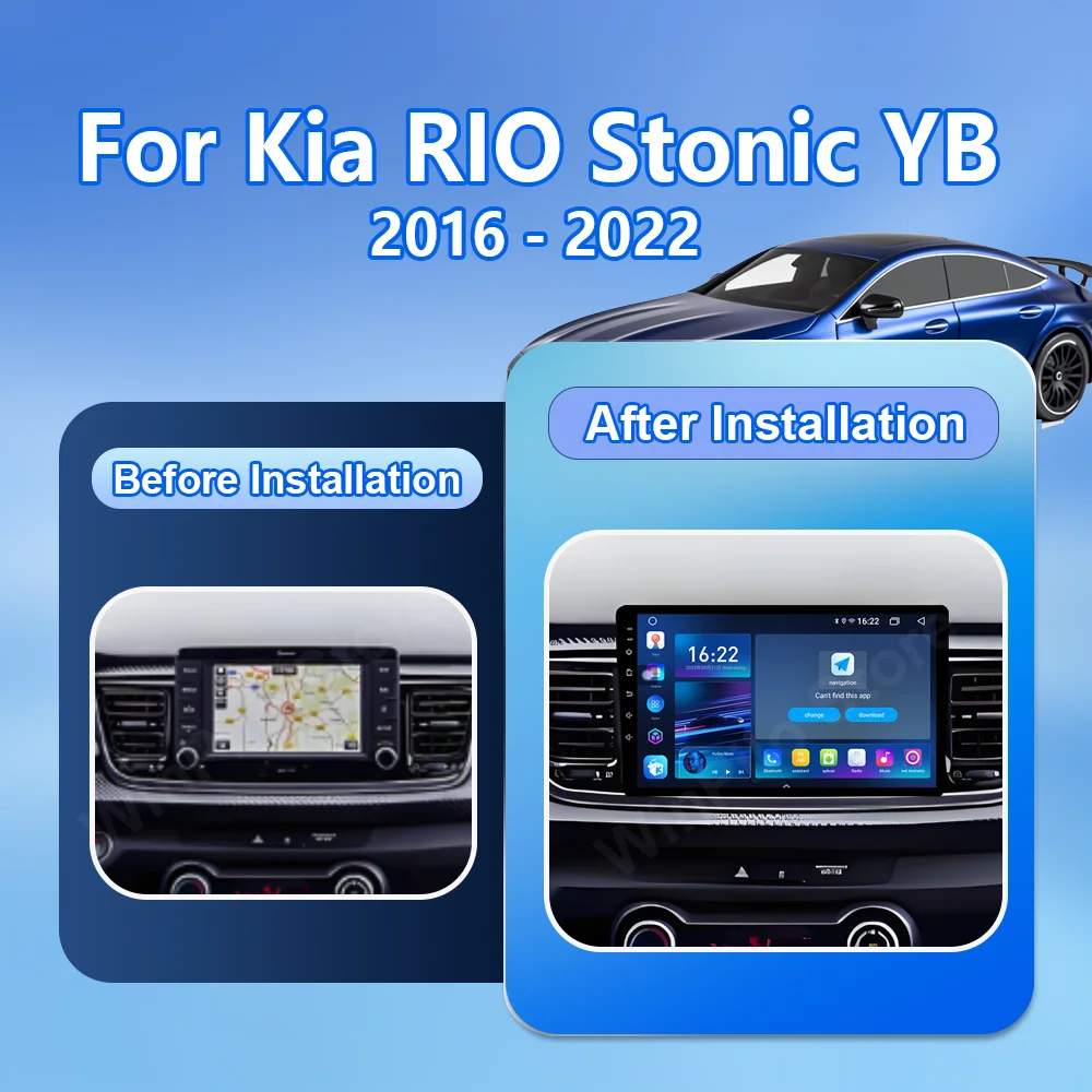 Android 16 Car Radio Stereo For Kia RIO Stonic YB 2016 2017 2018 2019 2020 2021 2022 Auto Carplay Multimedia Player 4G Wifi BT