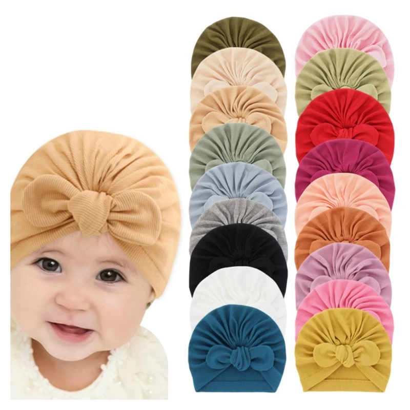 2024 New Soft Bonnet Caps Bowknot Turban Hat Caps Headwrap for 0-2 Year Baby Infant Toddlers Newborns Breathable Headwraps