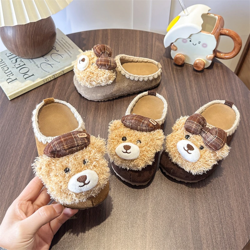 

2026 Children's Indoor Cotton Girls Women Cute Bow Dog CAT Home Slippers Spring Soft Comfortable Non-Slip Thick Sole Indoor