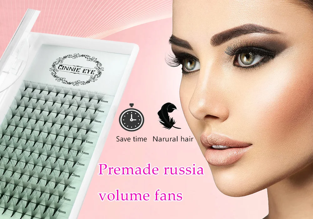 10D Russische Volumen-Wimpern, vorgefertigte Fächerwimpern mit langem Stiel, fertige Wimpernverlängerungen mit spitzer Basis, 3D 5D 6D falsche Wimpern-Cluster – Detail 1