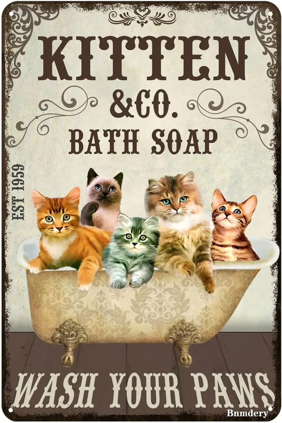 Funny Cat Bathroom Metal Sign Kitten Wash Your Paws Retro Decoration Rustic Home Kitchen Bar Cafe Club Cave Wall Decor Vint sign