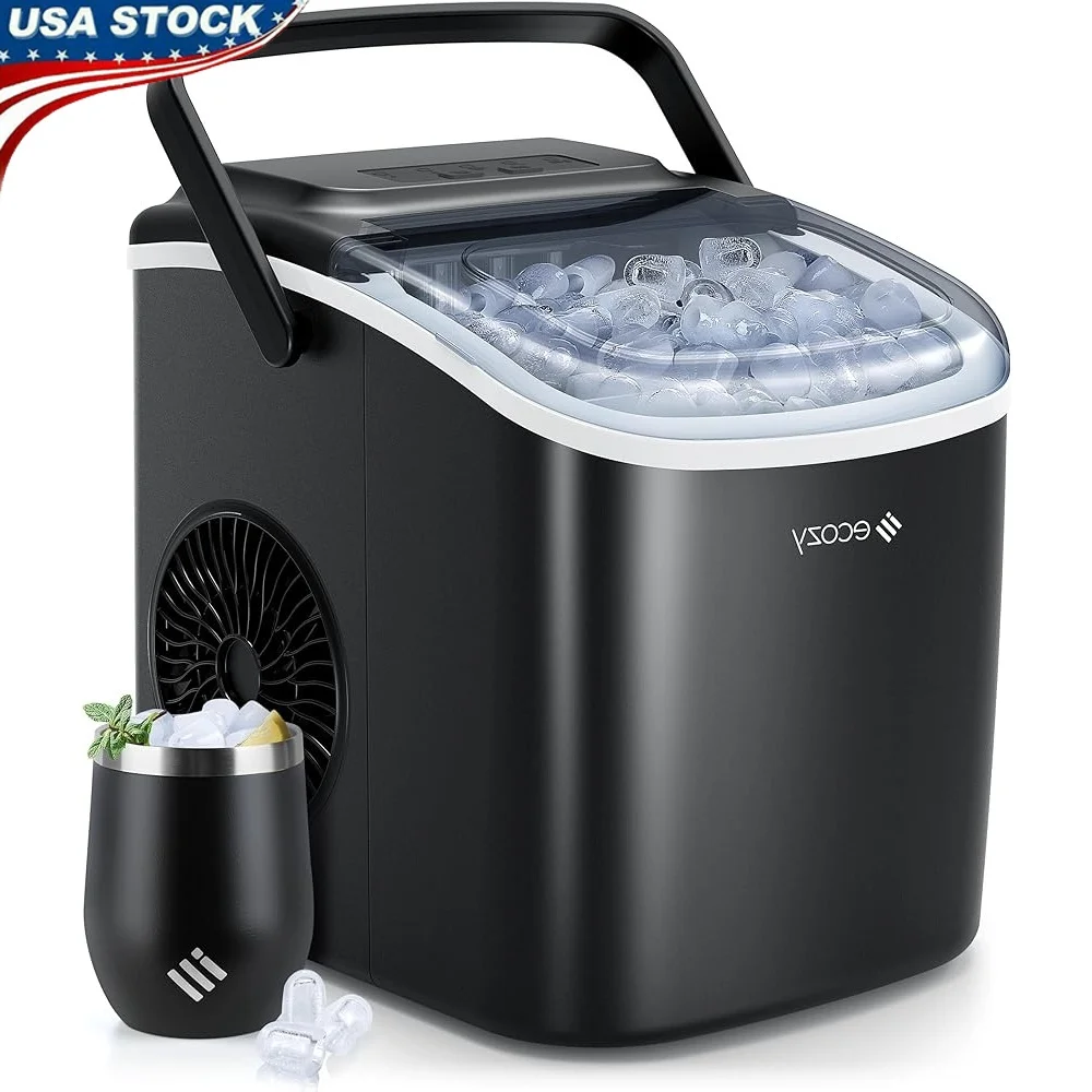 

Countertop Ice Maker 9 Cubes Ready in 6 Mins 26 lbs per Day Self-Cleaning Low Noise Compact Design with Insulated Cup