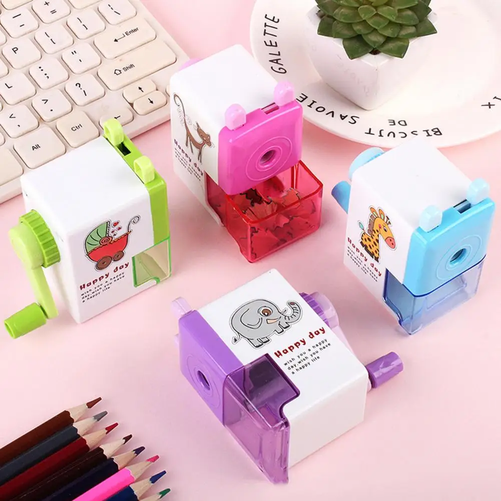Portable  Functional Pencil Cutter Office Stationery Easy-cleaning Rotary Sharpener with Drawer Holder   School Accessories