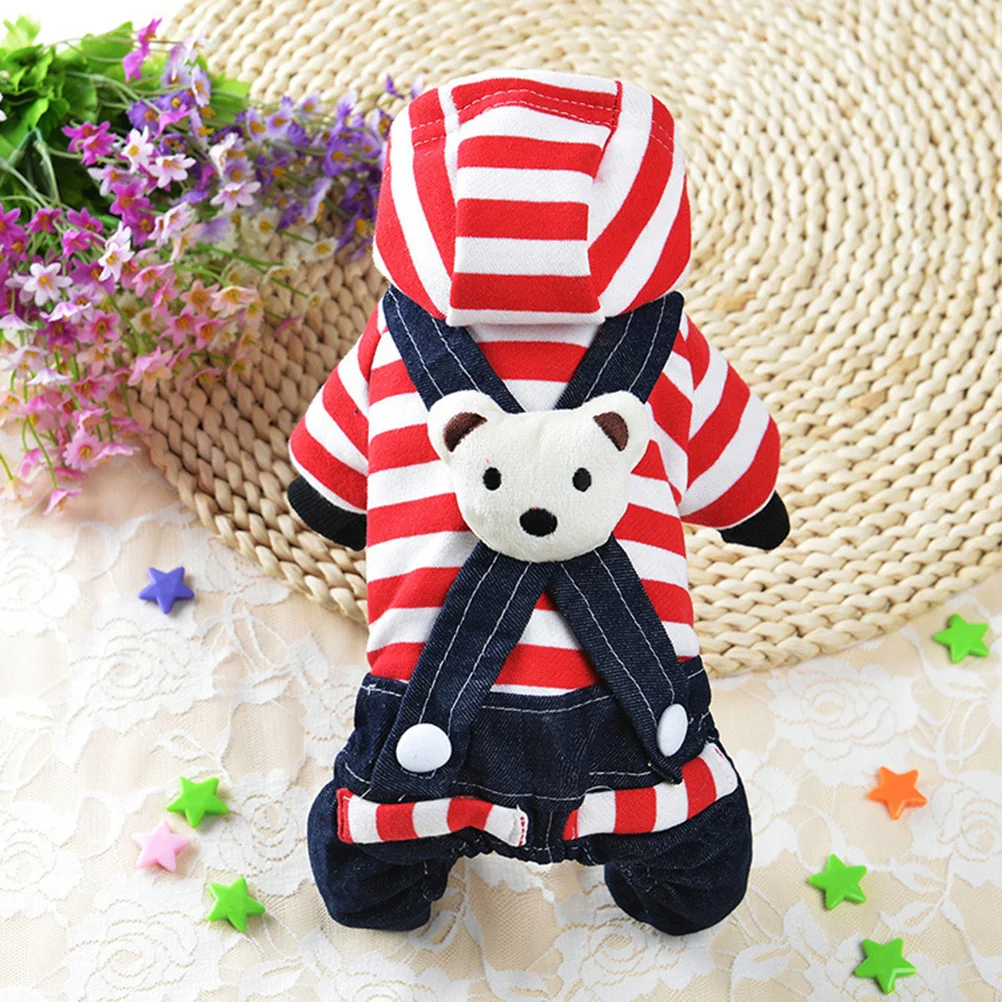 

Clothes Denim Suspenders Trousers Stripe Design Durable Comfortable For Outdoor Walking Photo Party Size Pet