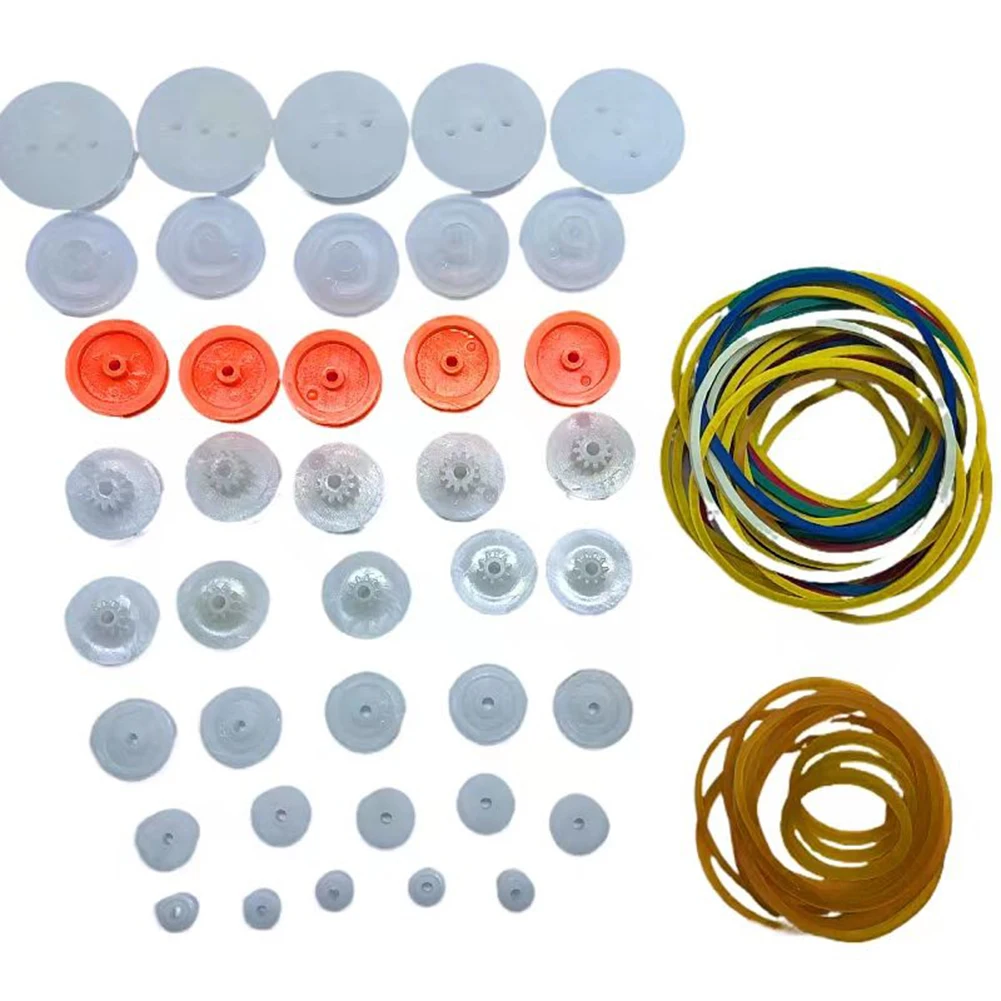 Rubber Belt Drive Pulley Reduction Rubber 2mm Diameter 84Pcs set Accessories DIY Drive Rack Making Process Model Mini Pulley
