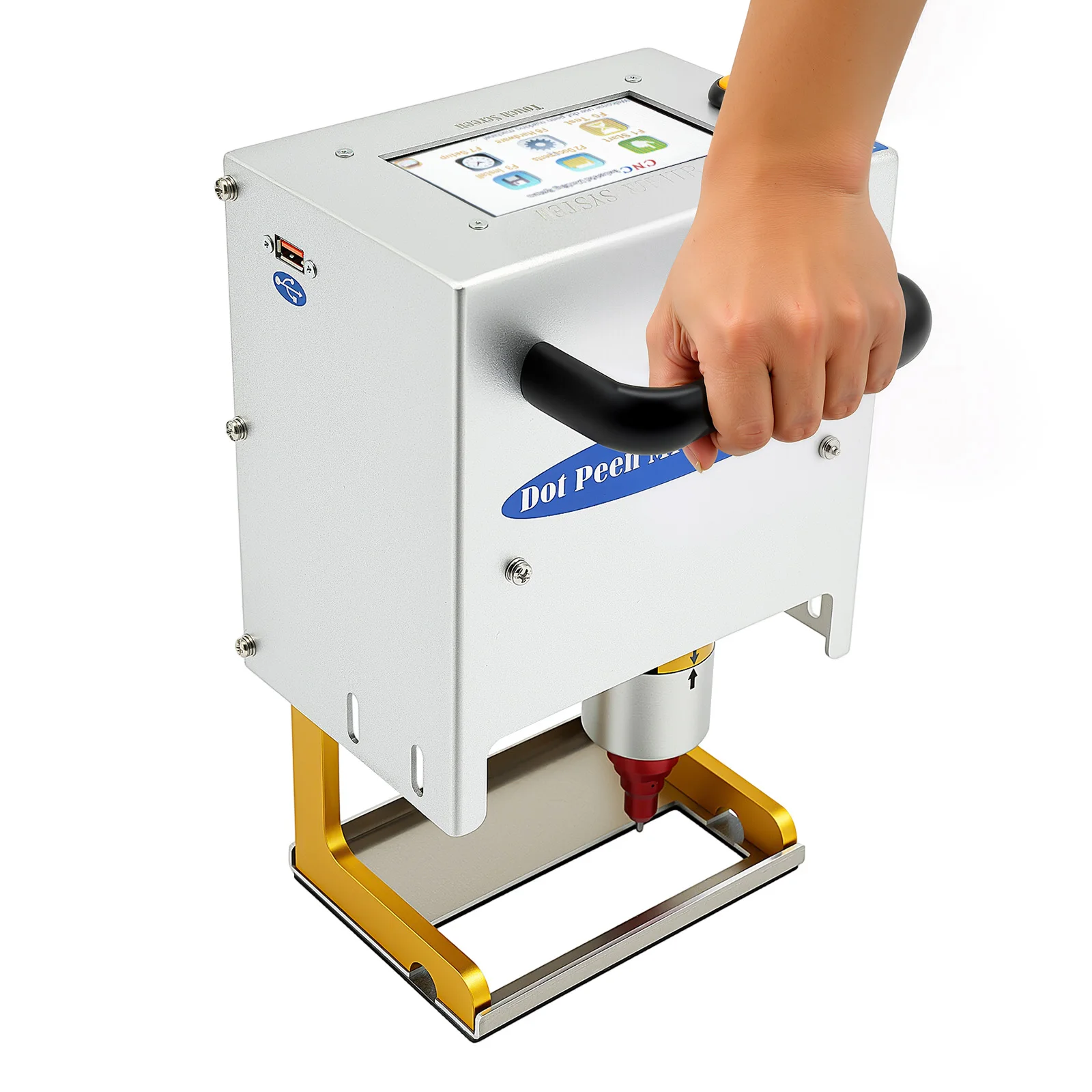 300W Portable Electric Marking Machine, Touch Screen Metal Engraving Machine With Tungsten Steel Needle 90*30mm Marking Area Serial Number Code Graphic Barcode Marker For Auto Motorcycle Mold Pipe Fittings
