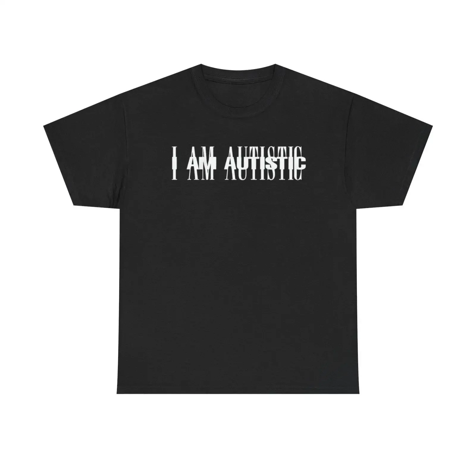 I Am Autistic Neurodiversity Pride Bold Typography T Shirt Casual Cotton Autism Awareness Top vintage Washed fashion