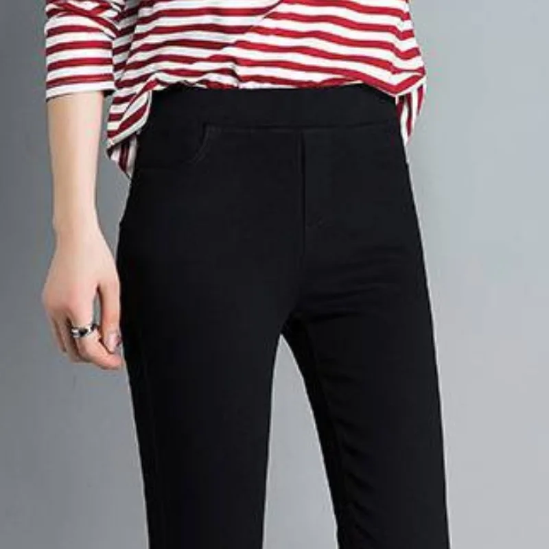 2023 Spring Autumn New Leggings Wear Elastic High-waisted Nine-minute Small Foot Pencil Pants Female Tight Solid Color Trousers