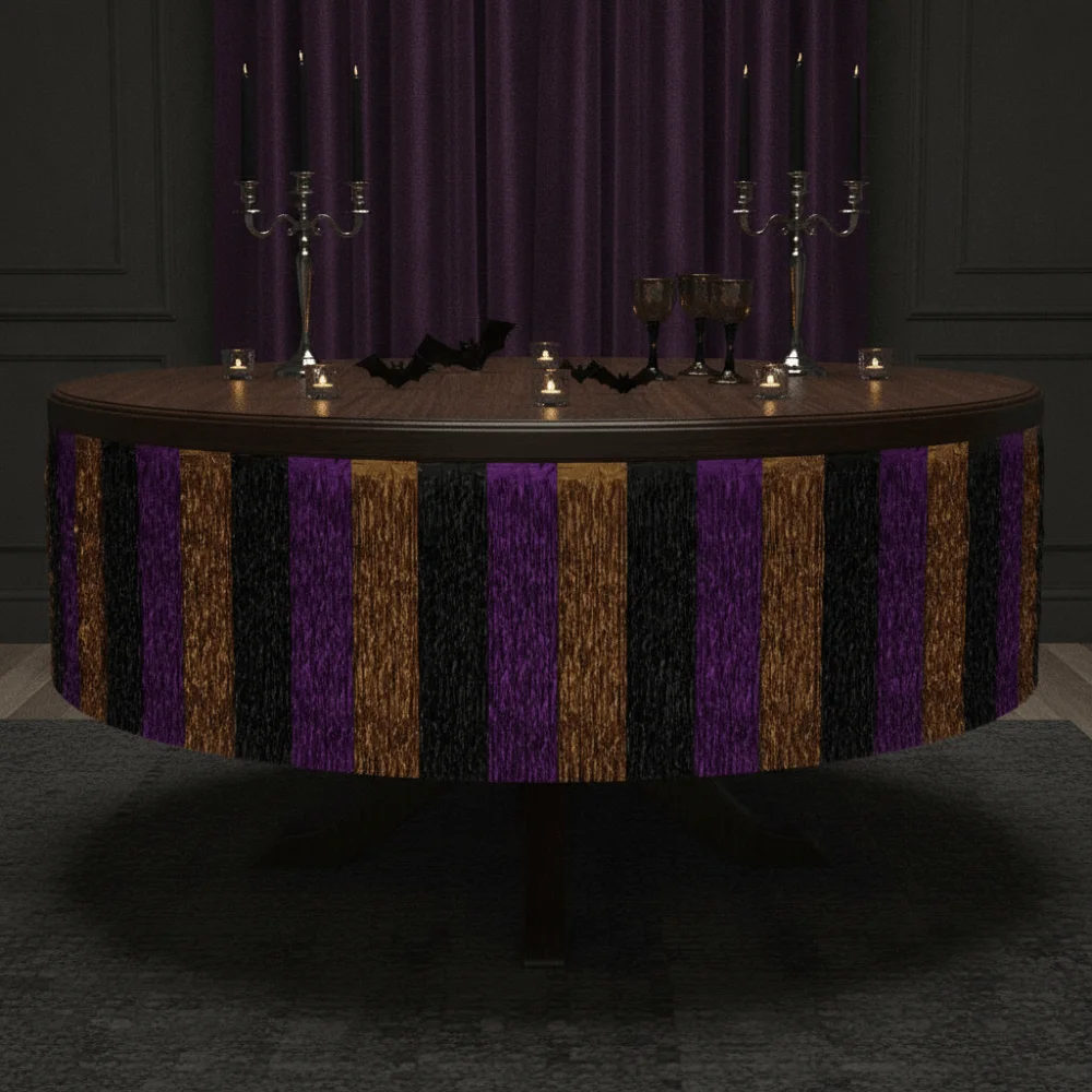 Tri-color Tinsel Table-skirt Self-adhesive Shiny-metallic Party Table-border Trimmed Glittery Wavy Streamers Party Hosts