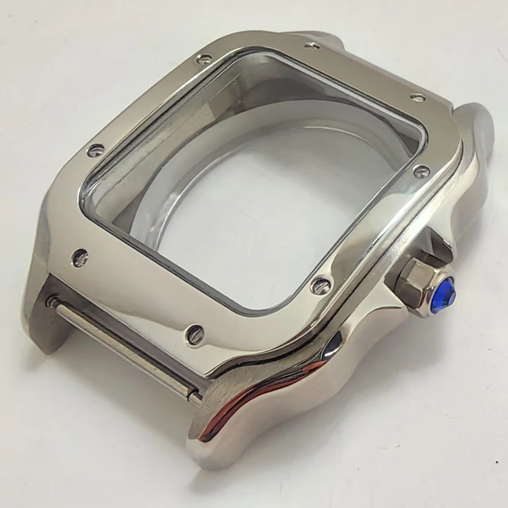 38 مللي متر ساعة مربعة حافظة فضية ذهبية فضية حافظة من الفولاذ المقاوم للصدأ حزام ل NH34 NH35 أجزاء ساعة مربعة الحركة الأوتوماتيكية