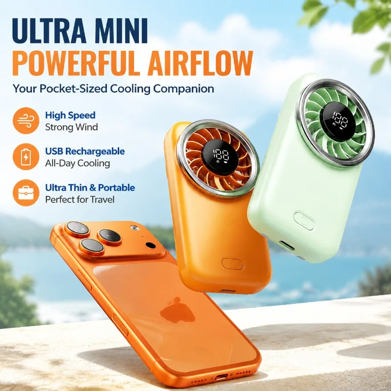 High Speed Mini USB Rechargeable Handheld Fan Ultra Thin Portable Quiet Powerful Wind Cooling Gadget Lightweight Outdoor