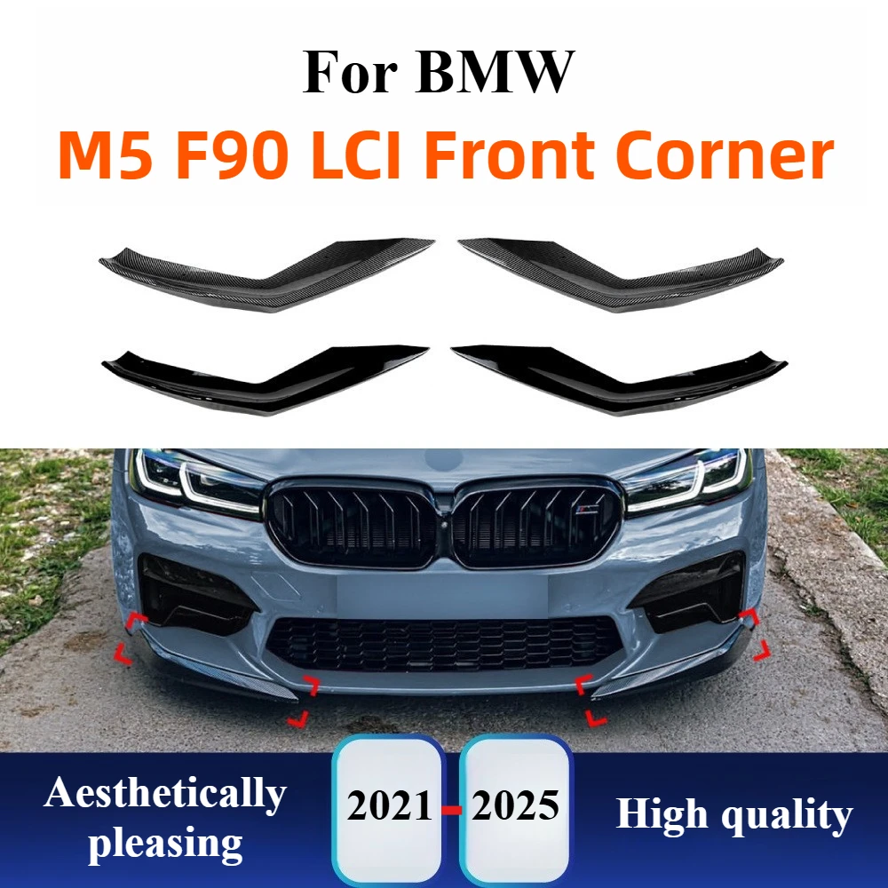 

For BMW 5 Series F90 M5 LCI 2021-2024 Front Lip Spoiler Splitter Bumper Corner Body Kit Exterior Upgrade Modification Accessory