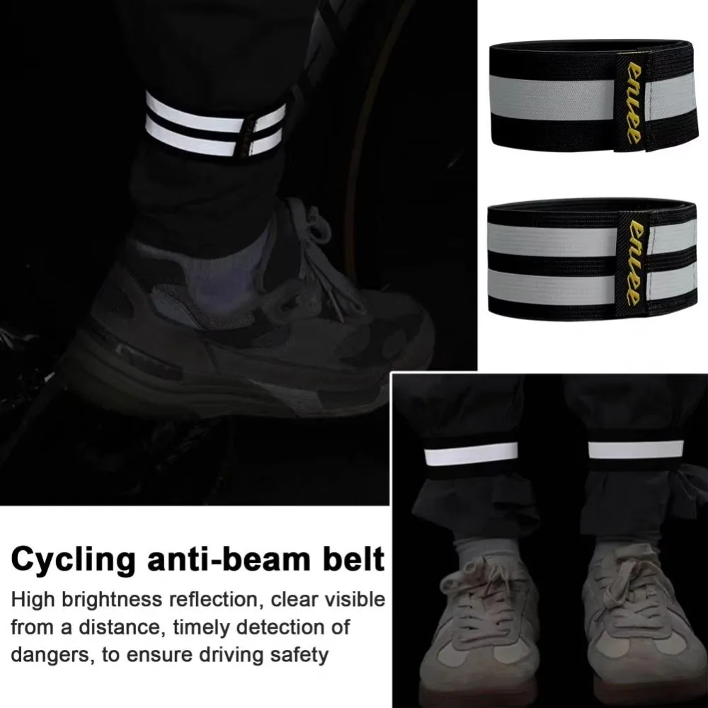 1Pair Adjustable Bicycle Trouser Strap Reflective Gaiters Night Safety Anti-Roll Pants Band Elastic Band Ankle Bind Band