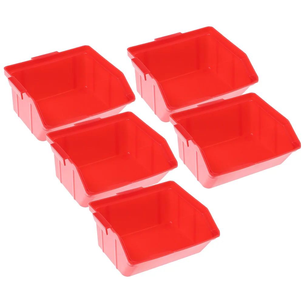 

5pcs Stackable Organizer Bins Plastic Tool Box Rack Shed Office Component Organizers Small Parts Boxes