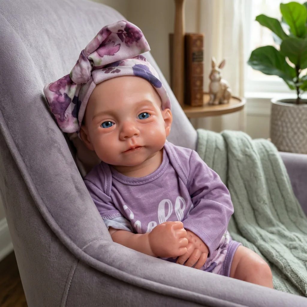 18 Inch Full Body Silicone Reborn Doll Blue Eyes Awake Design Lifelike Newborn Hand Painted Waterproof Collectible Art Ornament
