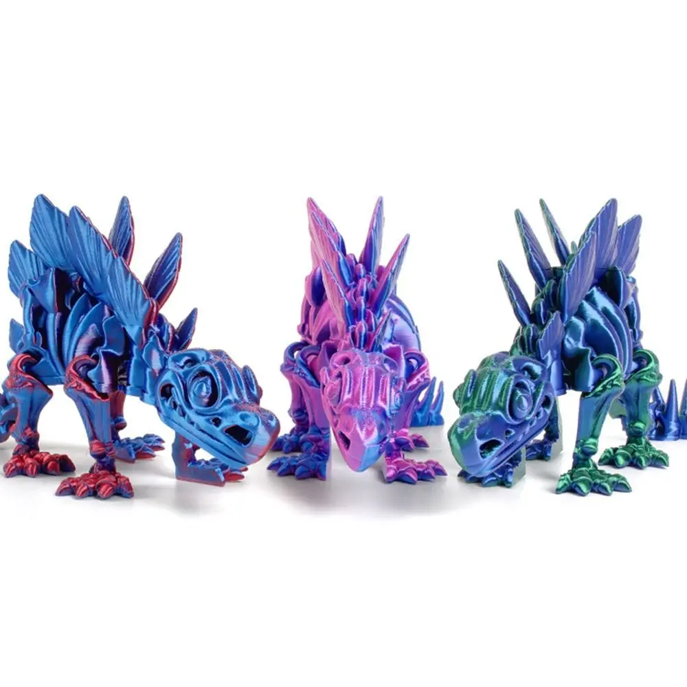 Cute 3D-Printed Magic Dragon Dinosaur Rotatable Articulated Movable Joint Fidget Desktop Ornament for Adults and
