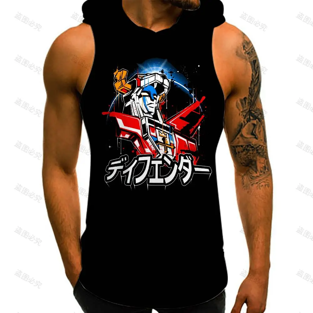 Mobile Suit Men's Hooded Tank Gundam Cool New 2023 Y2k Tops 3D Print Hip Hop T-shirts Man Basketball Vest Fashion European Size