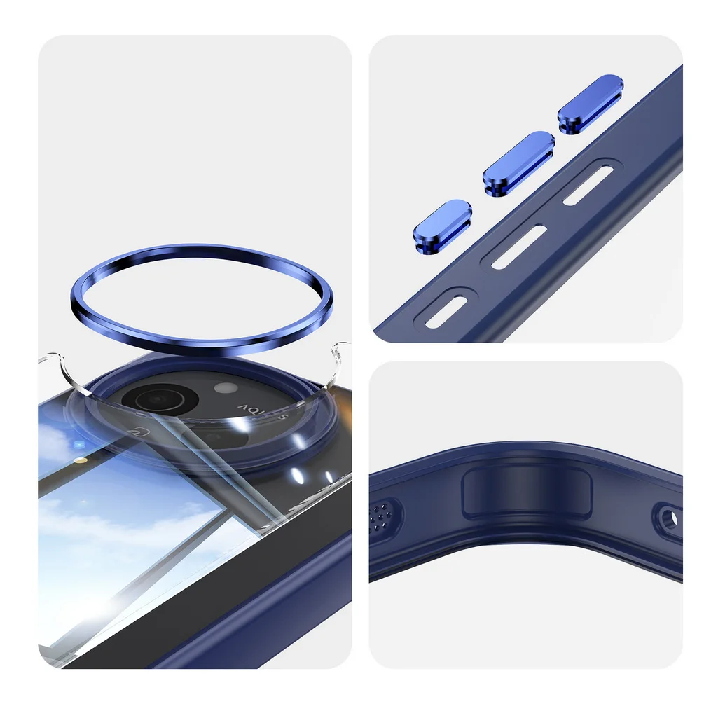 كاميرا معدنية الحافة زر الزجاج الغطاء الخلفي جراب هاتف لشارب Aquos Sense 9 Sense9 Aquos Wish 4 سليم غطاء للحماية الكاميرا