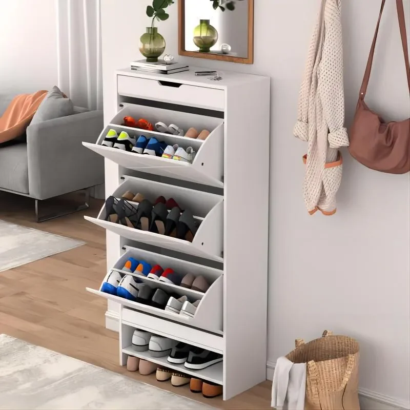 For Home Entryway Ultra Thin 30cm Tipping Bucket Shoe Cabinet Large Capacity Storage Rack Simple Spray Paint Finish Space