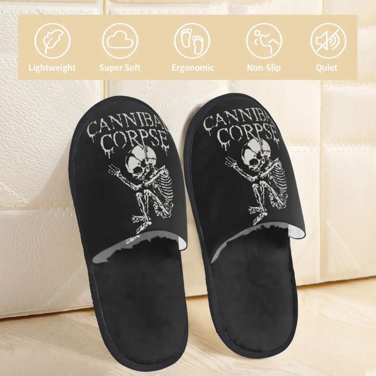 Winter House Slippers Cannibal Corpse Death BandB Merch Household Fur Slides Slippers Bedroom Cozy Anti-skid Slides