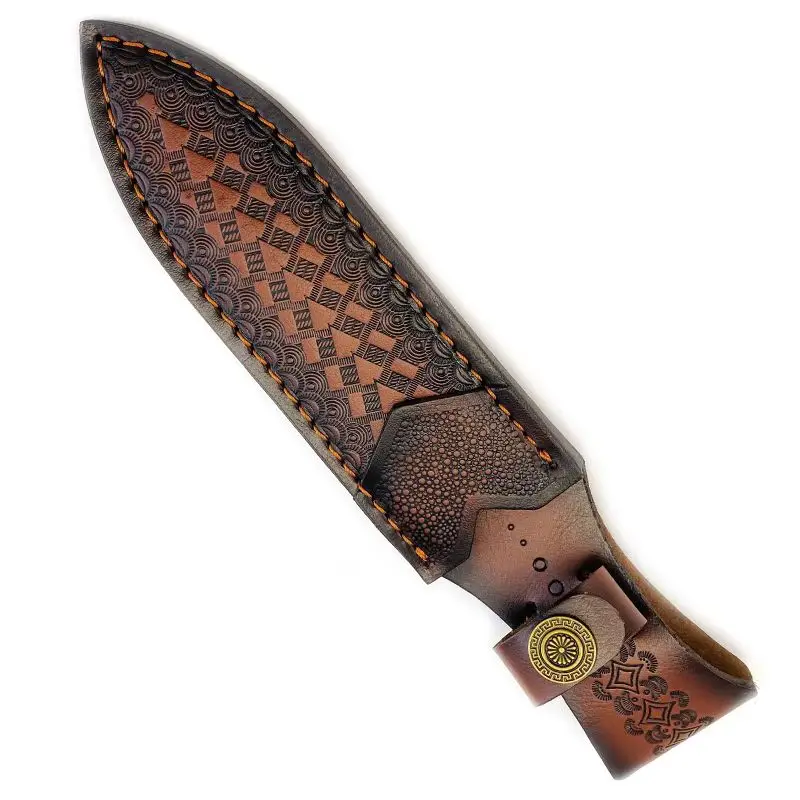 Real Cowhide Cowskin Outer Straight Knife Sheath Fixed Blade Scabbard Cover Storage Bag Holders Pants With Brass Buckle