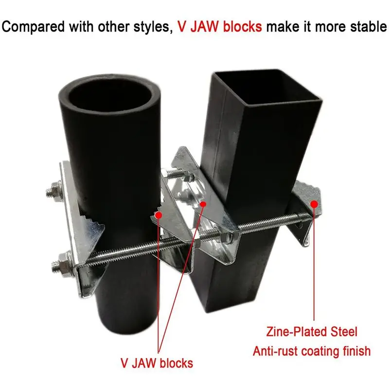 COFA 3 Pack Double Antenna Mast Clamp V Jaw Block 5.5Inch Bolts,Anti-Rust Heavy Duty Pole to Pole Mounting Kit Bracket Holder