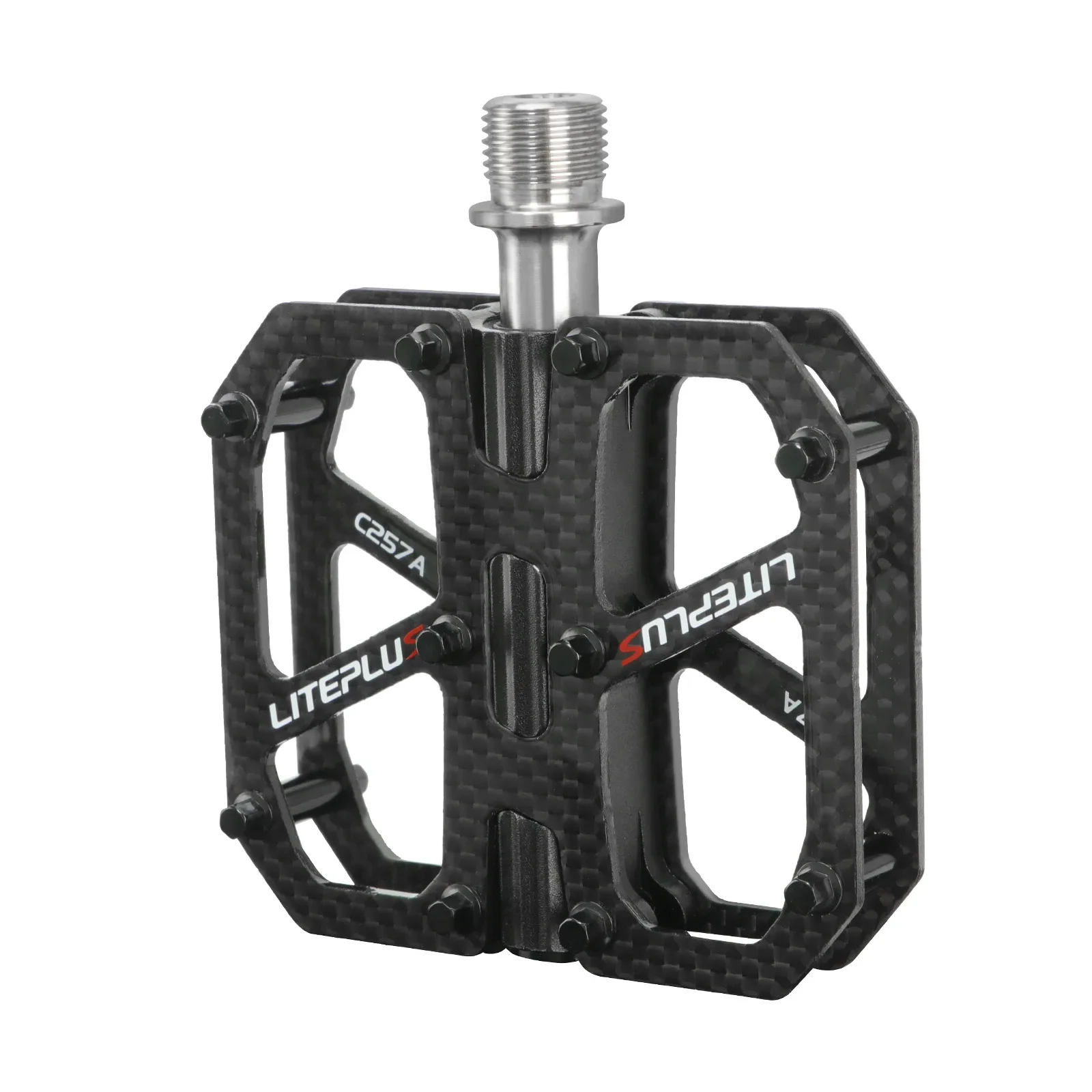 LITEPLUS Carbon Fiber Pedal 185g MTB Titanium Shaft 3 Bearings Road Bike Pedal Anti Slip Racing Pedal