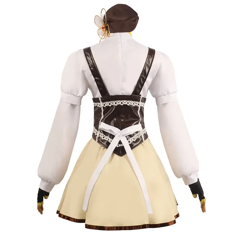 Anime Puella Magi Madoka Magica Tomoe Mami Cosplay Kostium Kapelusz Rękawiczki Peruka Pełny Garnitur Halloween Odgrywanie ról Kobiety Dziewczyny Urocza sukienka