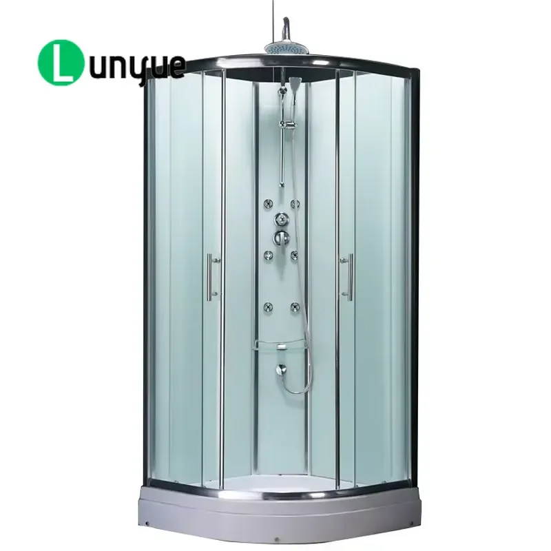 Modern Prefabricated Round Shower Enclosure Glass Bathroom Cabin Kit Easy Install Space Saving Waterproof Home Hotel Use