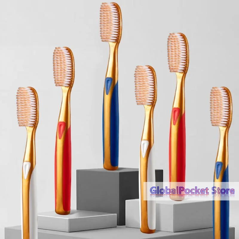 [TG823]6pcs Large Head Soft Bristled Toothbrush, Anti Slip Wide Design, With Extended U-Shaped Brush Head
