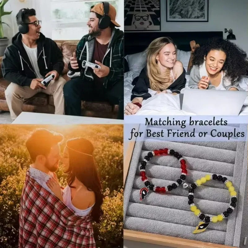 Deadpool Friendship Bracelets, Best Friend Bff, Halloween, Christmas, Matching Rope, Beads Chain, Couples Bracelets, New
