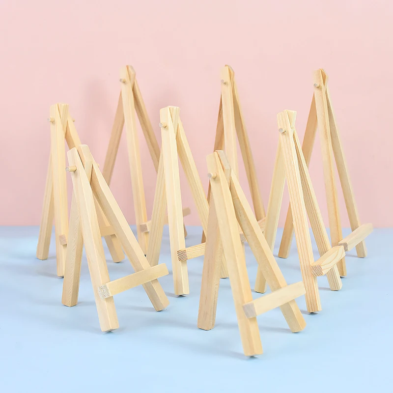 5Pcs Wood Mini Easel Frame Triangle Photo Display Holder Wedding Table Number Card Stand Kids Painting Artist Tripod Decoration