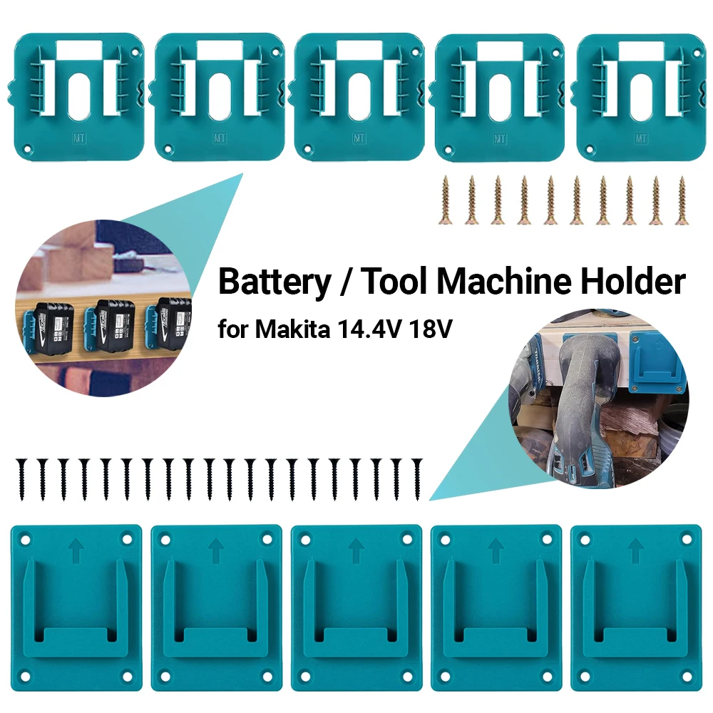 5 Pack Battery Storage Rack for Makita 14.4V 18V Li-ion Battery Tools Machine Holder Storage Rack Wall Mount Bracket Fixing